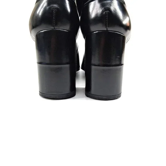 Robert Clergerie Paris Black Leather Sock Boot Heels Tassel Scallop Y2K SZ 7 - Picture 8 of 16